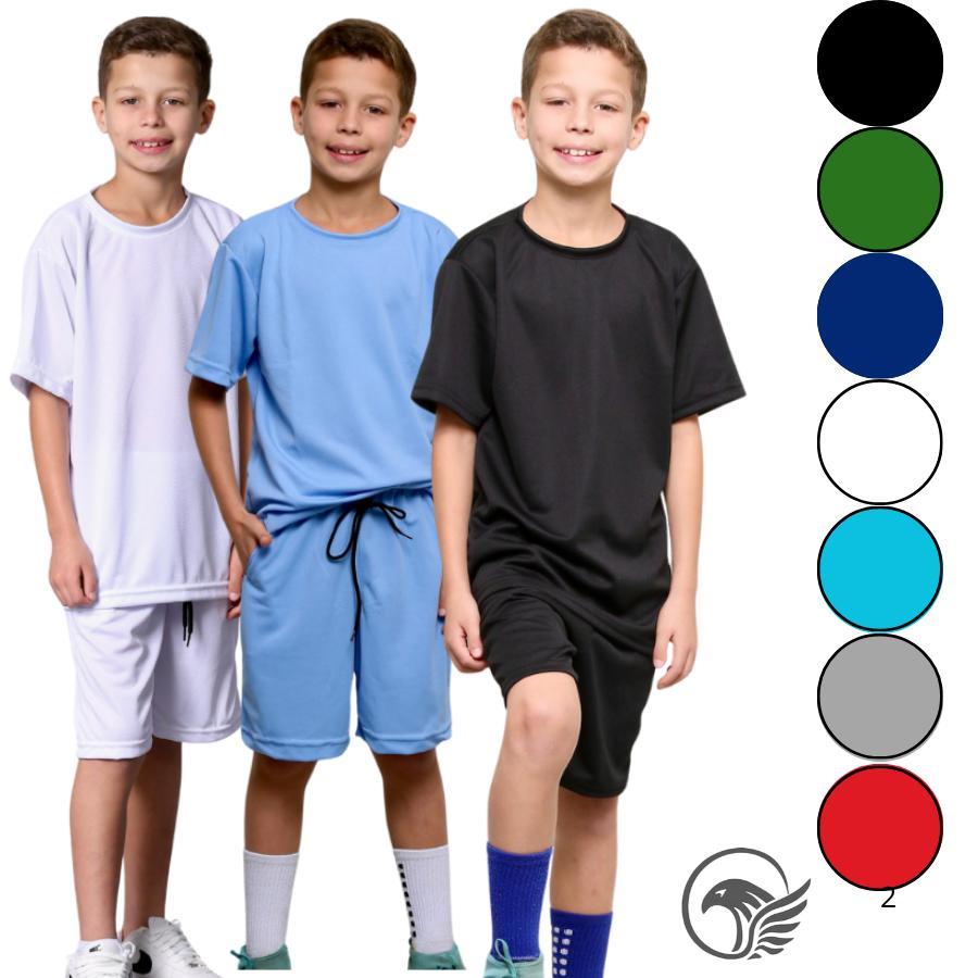 Conjunto Infantil Dry Fit Menino Camiseta e Short Esportivo Treino