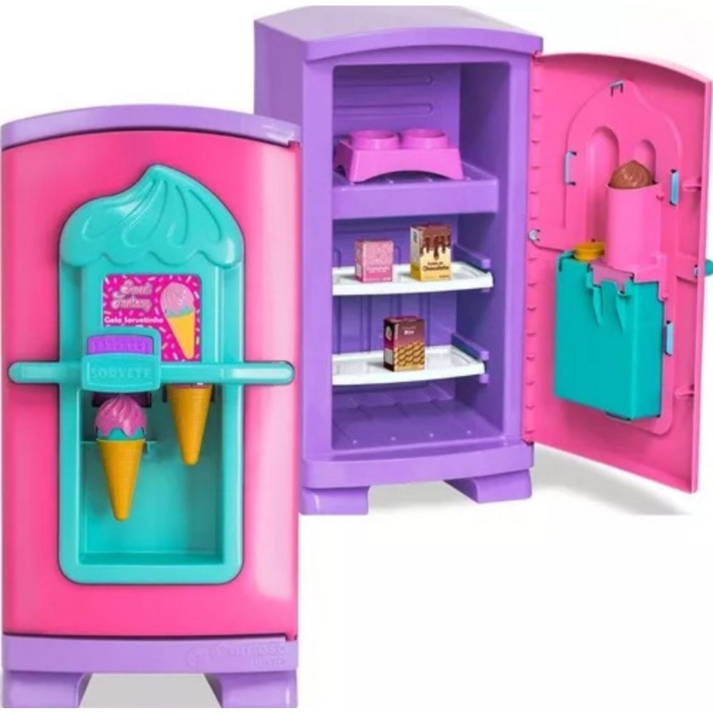 Kit Cozinha Infantil Completa + Geladeira Gela Sorvetinho Com Acessórios Brinquedo Educativo Menina Faz De Conta Fogão — imagem 2 de 2