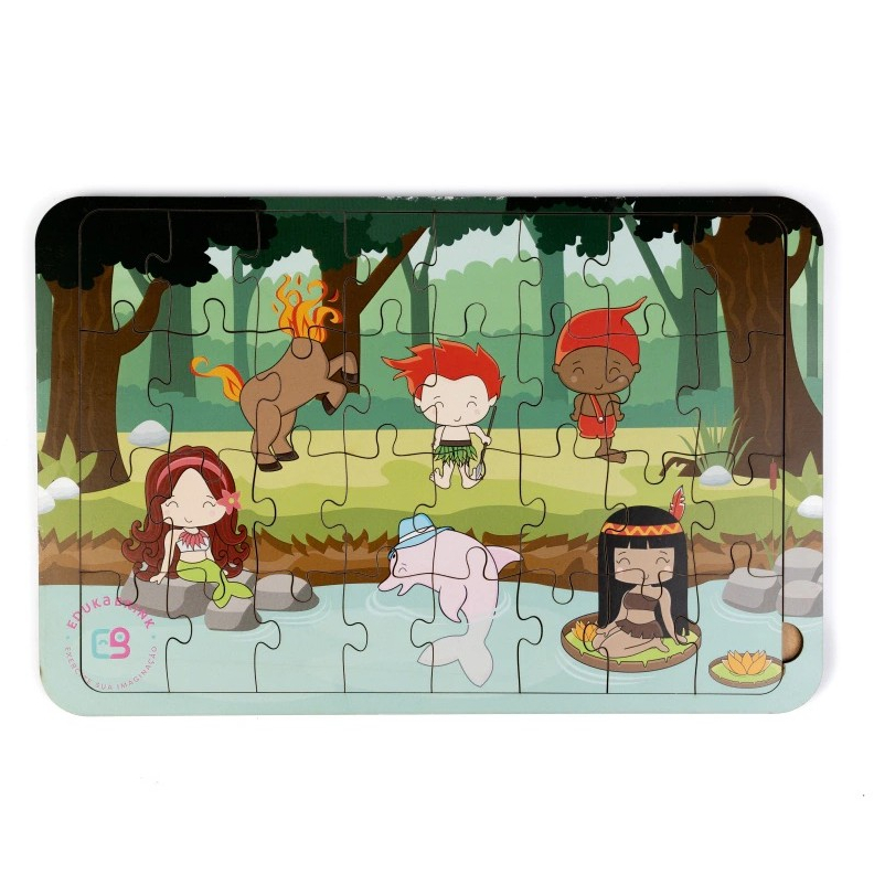 Jogo Quebra-Cabeça Infantil Folclore Madeira -  Brinquedo Pedagógico - Montessori
