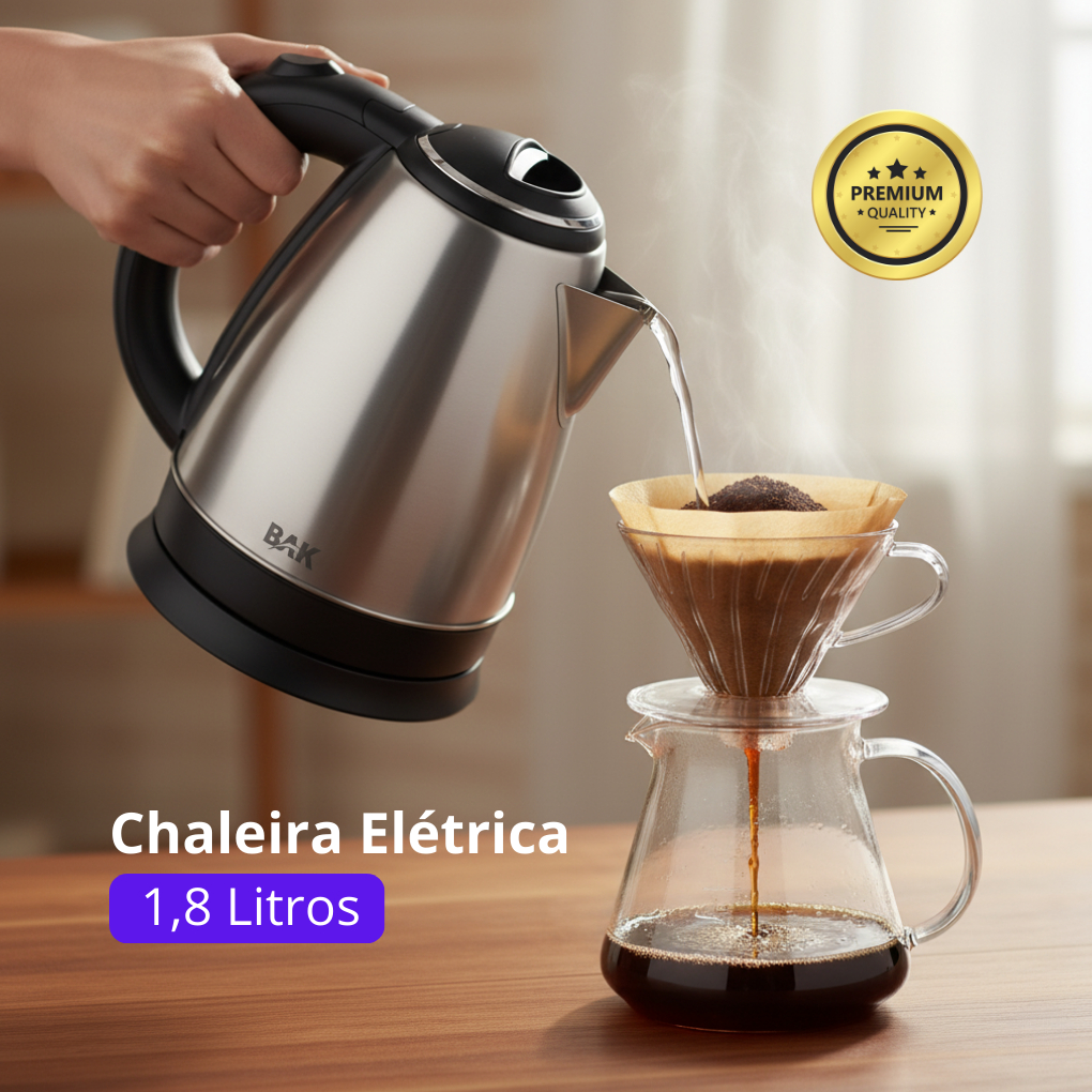Chaleira Eletrica 110v em Inox 1,8 litros resistente muito útil para seu lar