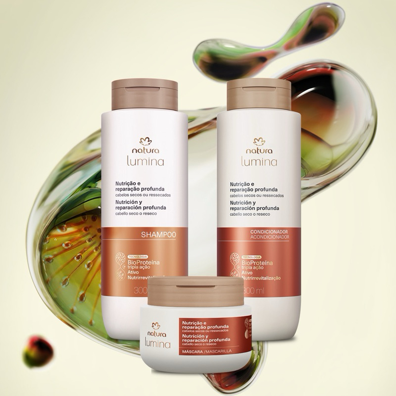 Kit Natura Lumina Nutrição e Reparação Shampoo, Condicionador e Máscara (3 produtos)