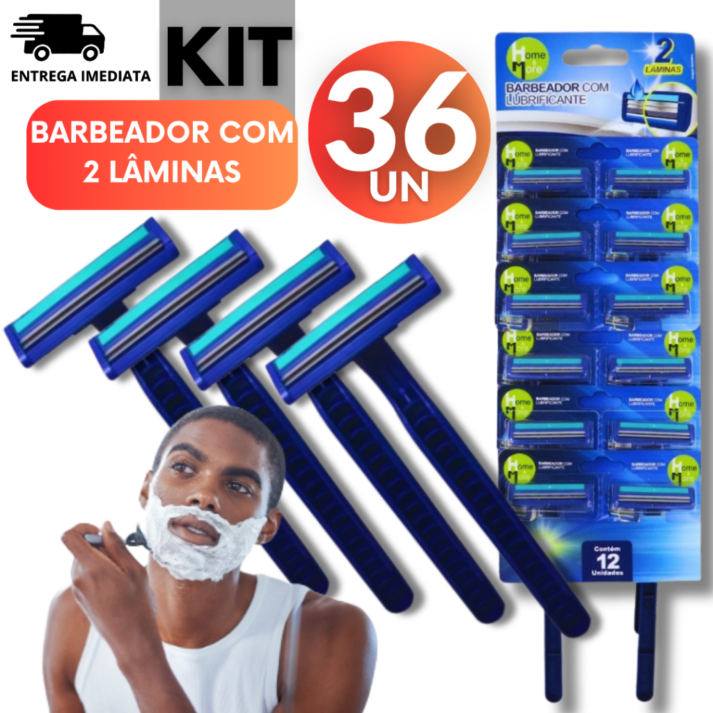 Conjunto 36 Unidades -  Prestobarba Aparelho de Barbear 2 Lâminas Com Fita Lubrificante Barbeador Descartável