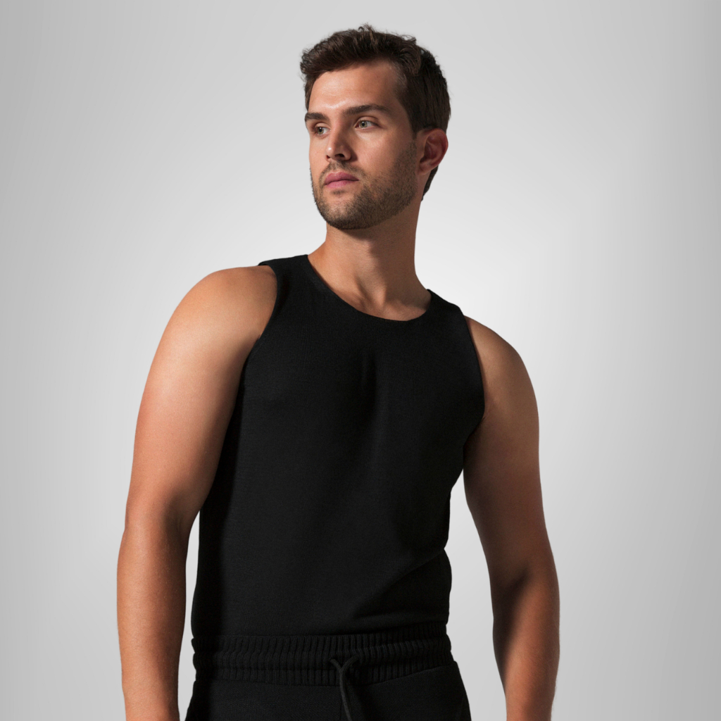 Regata Masculina Tricô Leve Sem Manga Básica Casual Moda Verão Tricot Premium