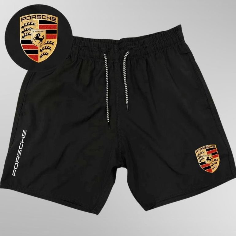 Bermuda Esportiva de Elastano Masculina - PORSCHE - Academia Corrida Skate Basquete Otaku