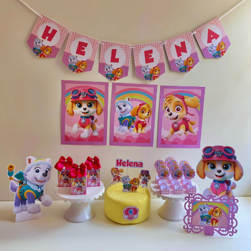Kit Festa Patrulha Canina Menina Personalizado/ festa em casa/ Mesversário/ Kit Festa ''Só um Bolinho