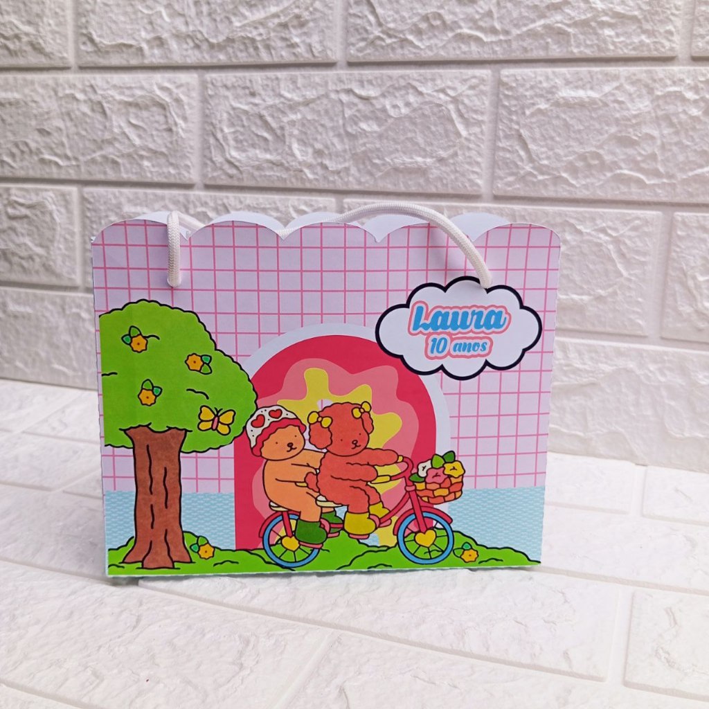 Sacolinha Surpresa Urso Personalizada - Lembrancinhas Personalizada - Festa Infantil - Festa de Aniversário Infantil