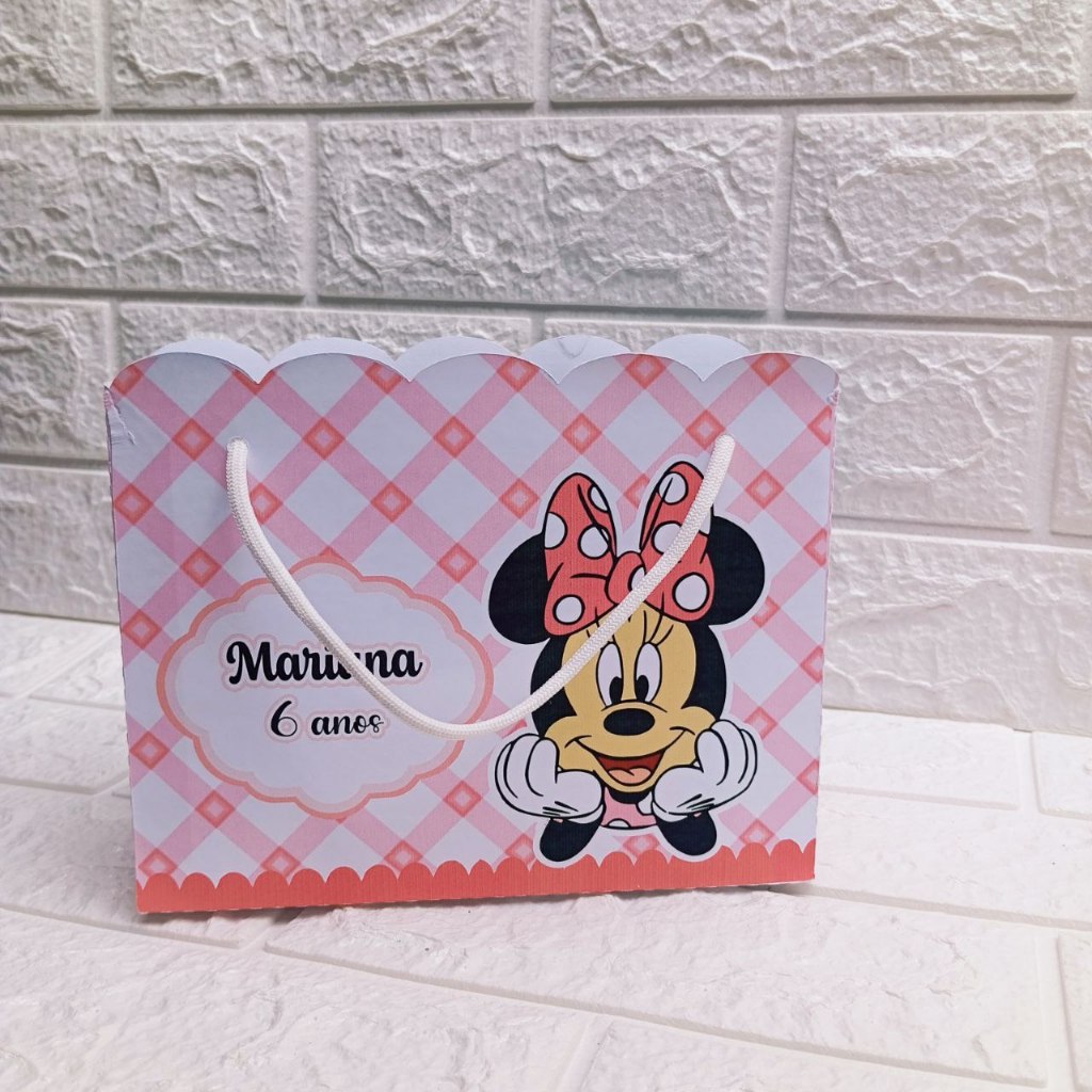 Sacolinha Surpresa Minnie Rosa Personalizada - Lembrancinhas Personalizada - Festa Infantil - Festa de Aniversário