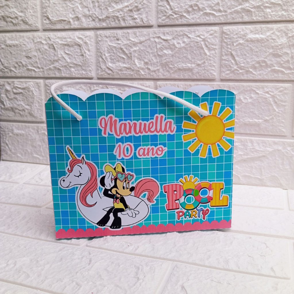 Sacolinha Surpresa Minnie Pool Party Personalizada - Lembrancinhas Personalizada - Festa Infantil - Festa de Aniversário