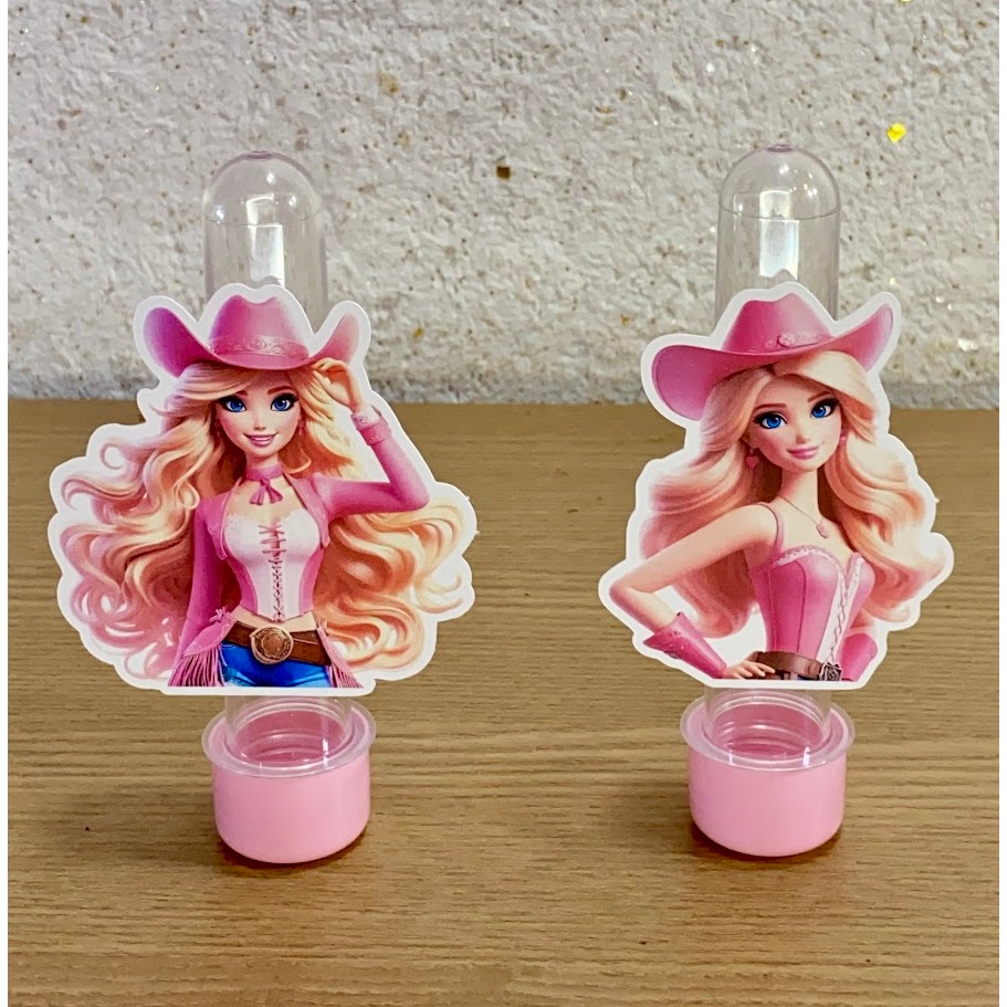 20 a 60 Tags Tubete 13cm Personalizadas – Barbi Boiadeira – Lembrancinhas Infantil e Aniversário
