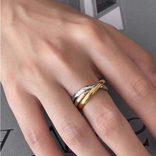 Anel De Aço Titânio De Três Cores Clássico Minimalista Com Três Anéis Para Mulheres Sem Caixinha em Oferta na Shopee