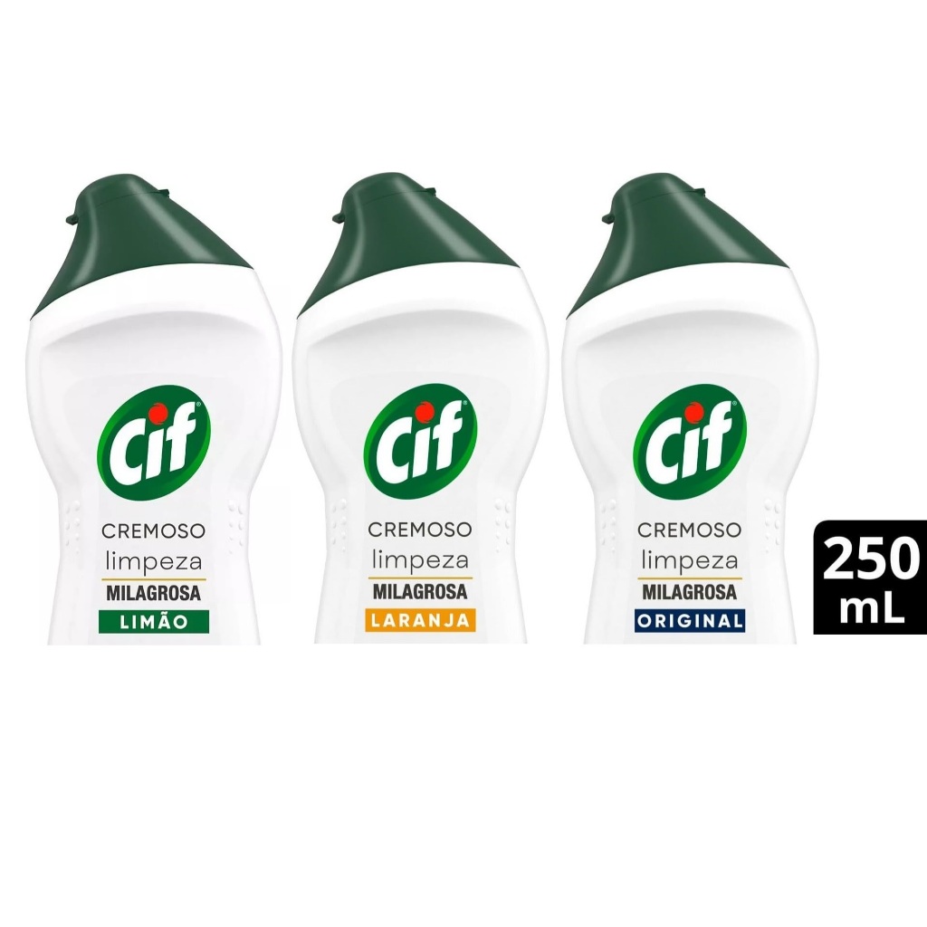 Cif Cremoso Limpeza Milagrosa Remove 100% Da Sujeira Difícil Sem Esforço 250ml