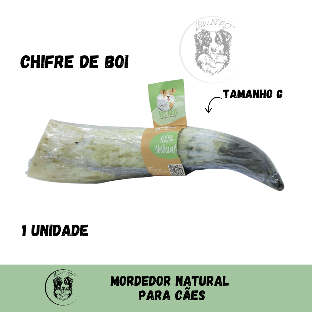 Mordedor Natural Pet Chifre Boi Bovino G para Cachorro Cães 1 Unidade - Pet Bem