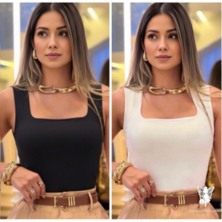 kIT 2 Body Decote Quadrado Suplex Premium Modelo Regata Feminino em Oferta na Shopee