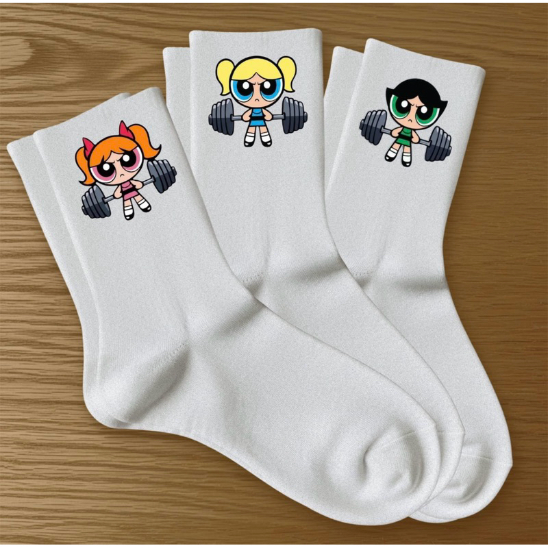 kit 3 Meias Super Poderosas Academia Algodão Estampada