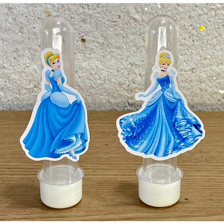 20 a 60 Tags Tubete 13cm Personalizadas – Cinderela – Lembrancinhas Festa Infantil e Aniversário