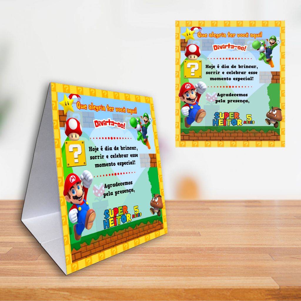 Plaquinhas de Mesa SUPER MARIO BROS Personalizadas Centro de Mesa Decoração Festa Infantil em Oferta na Shopee