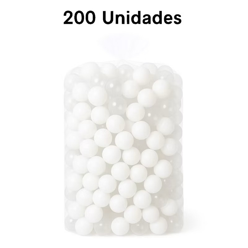 200 Unidades de Bolinha Plástica Branca Transparente Piscina Promoção - Não Amassam em Oferta na Shopee
