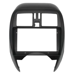 Moldura 9 Polegadas Nissan March E Versa 2015 A 2021 P/Ar Analogico Painel Multimídia Preto Fosco
