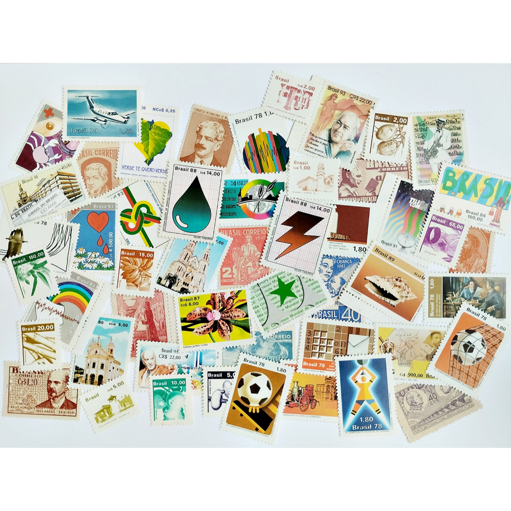 50 Selos Postais Novos Brasil Coleção sem Repetição SN50