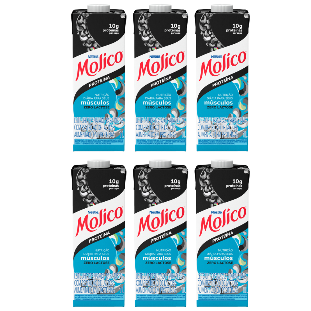Leite Molico Desnatado + Proteína 1L Nestle - Kit 6 unidades em Oferta na Shopee