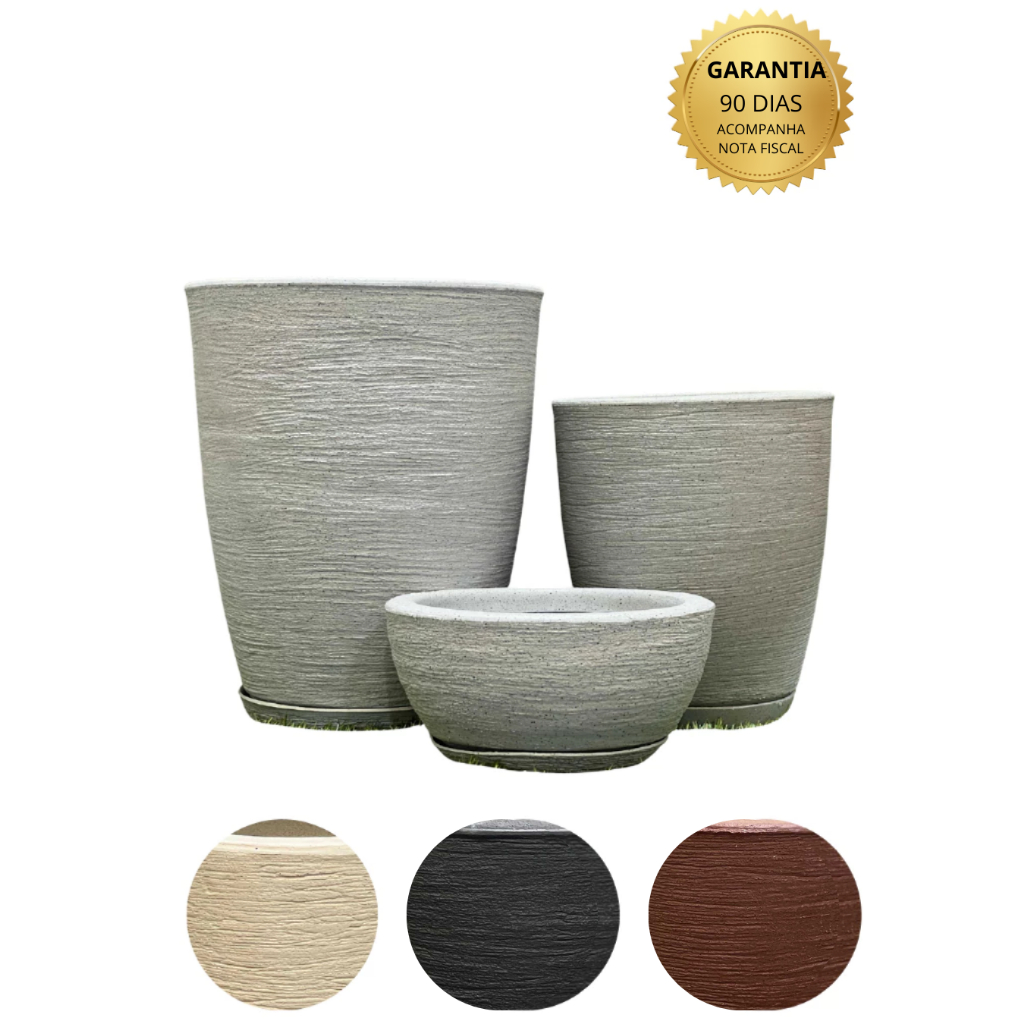 Kit 3 Vasos Polietileno Planta Coluna Bojo N1 + N2 + Bojo Escovado N1 Luxo Casa Decorativo Sala em Oferta na Shopee
