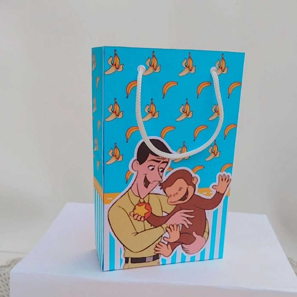 Kit Sacolinha Surpresa Festa Infantil Personalizado Princesa GEORGE O MACAQUINHO Lembrancinhas PEGUE E MONTE