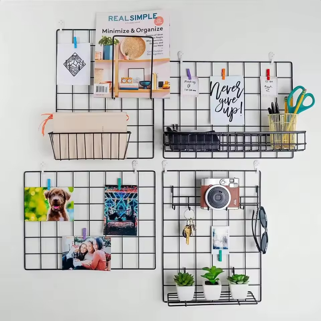 Decoração de Parede Para Fotos ou Recados Com Mini Prendedores e Suporte Auto Adesivo Memory Board Aramado