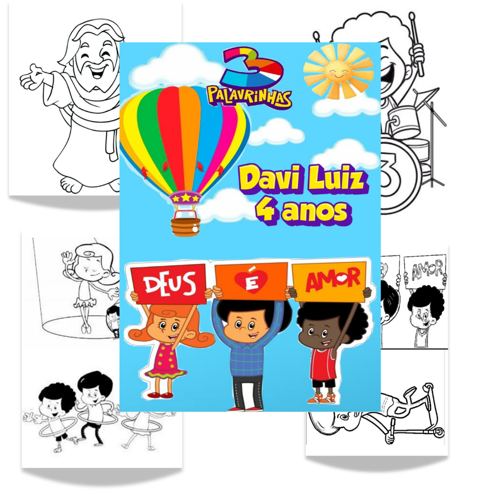 Livrinhos de Colorir Três Palavrinhas Personalizados Tam 10x15 - Lembrancinha, Aniversário, Festa