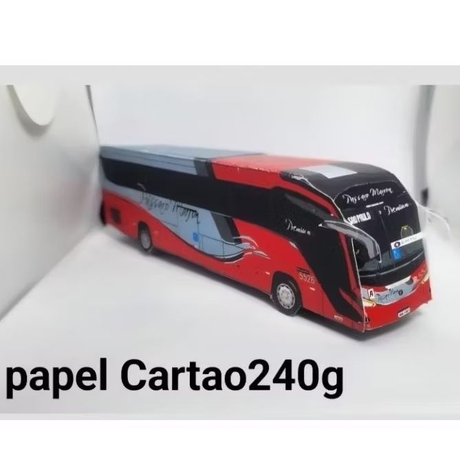 Miniatura De Ônibus Marcopolo Paradiso G8 1200 0500RS PassaroMarron  PAPEL CARTAO240G