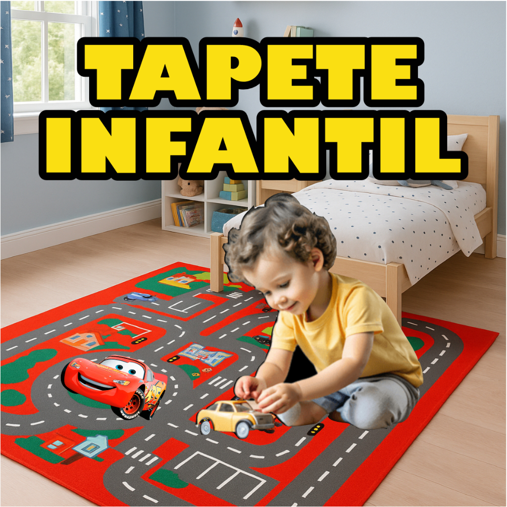 Tapete Infantil Menino Pista de Corrida Atividade Interativa Bebê Criança