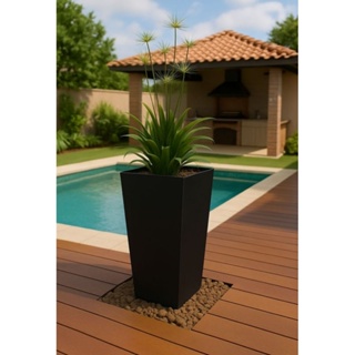 vaso preto de chão para jardim com 50cm de altura em Oferta na Shopee