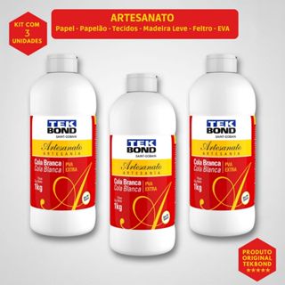 Kit 3 - Cola Branca Artesanato Tek Bond 1kg Artesanato, Madeira, EVA, Cortiça, Isopor, Cartolina em Oferta na Shopee