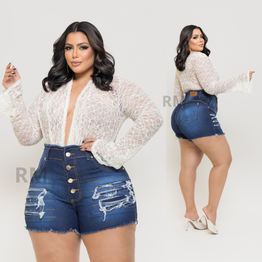 Roupas Femininas Shorts Jeans Plus Size Com Lycra Moda Feminina em Oferta na Shopee