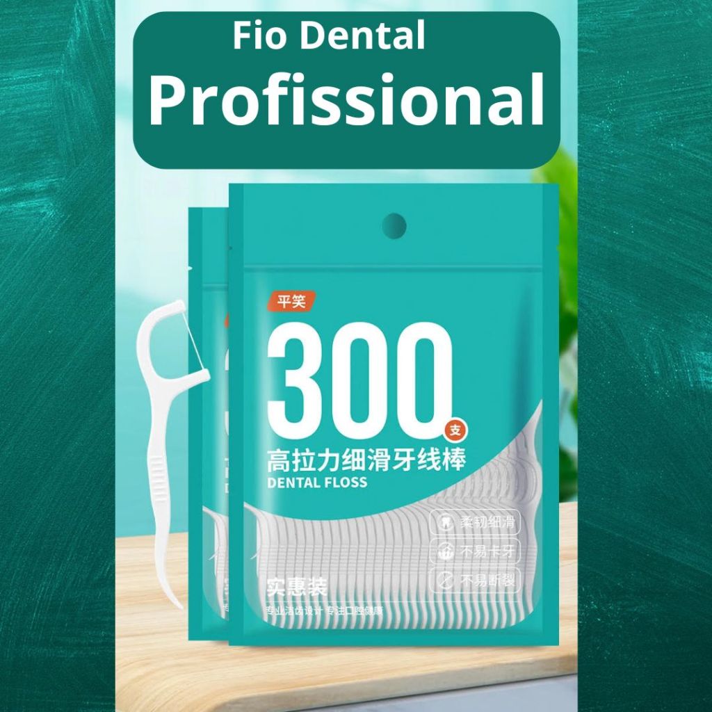 Fio dental com Haste Floss 300 Pçs sem rebarba pra criança e adulto