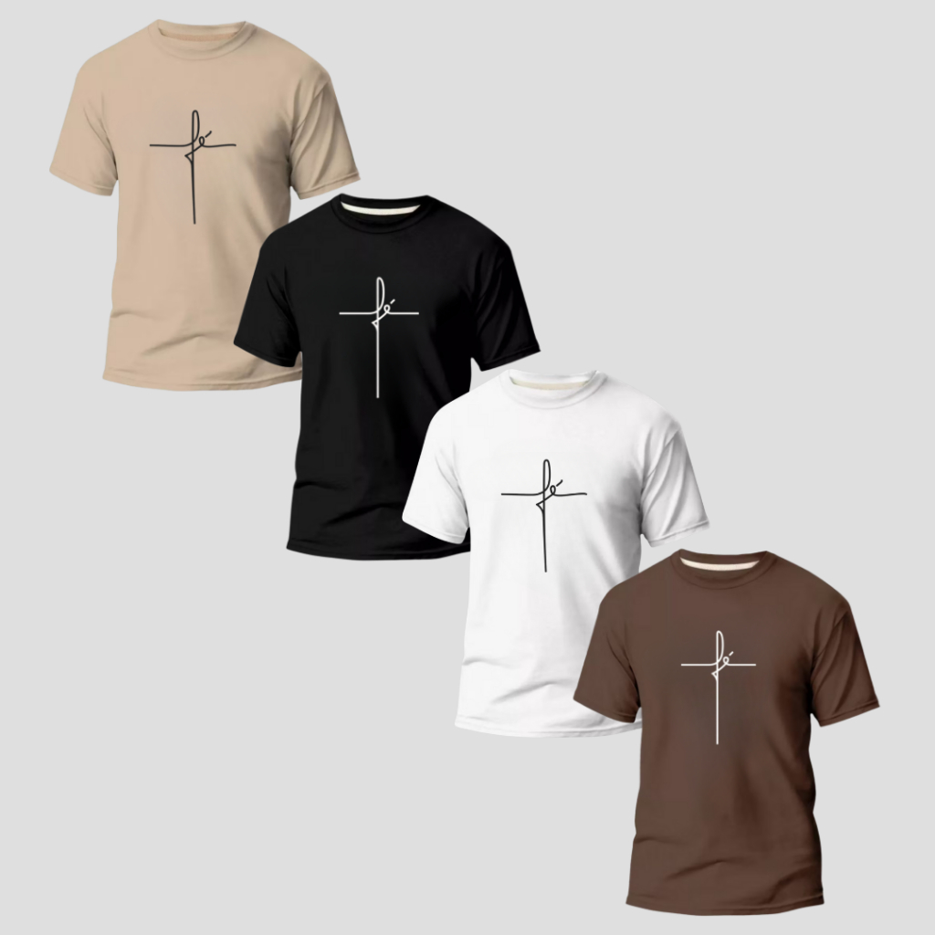 Kit 4 Camisetas Masculinas Básicas 100% Algodão Moda Cristã Gospel Estilosa Streetwear em Oferta na Shopee