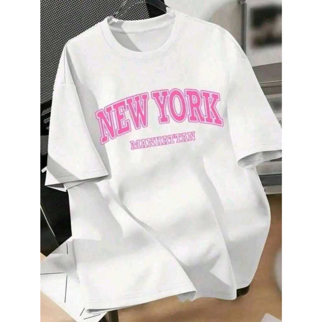 Camiseta Feminina Oversized Max Blusão Blogueira Algodão Premium Confortável New York Streetwear Gym