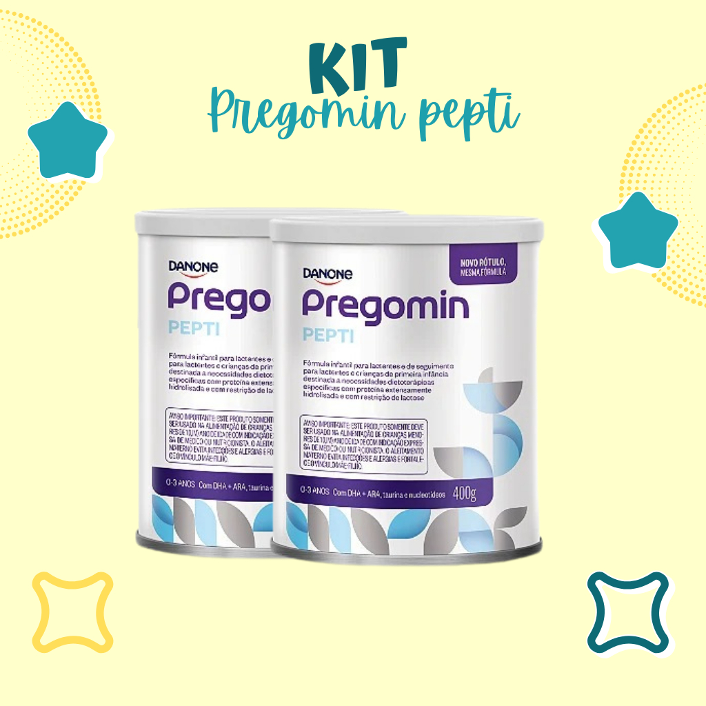 Kit 2 Latas Pregomin Pepti 400g – Fórmula Infantil Hipoalergênica Danone em Oferta na Shopee