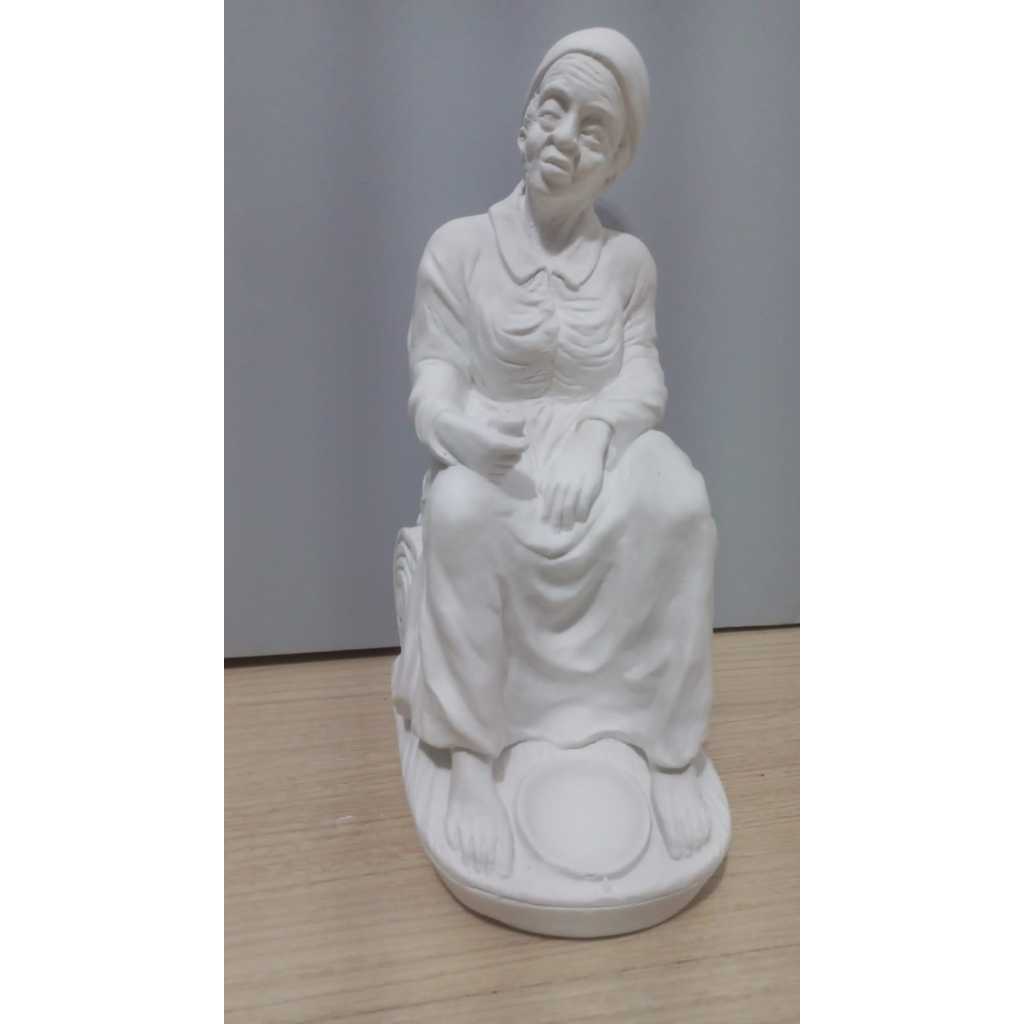 Imagem Preta Velha em gesso cru estátua que evoca  ancestralidade africana 30X13 G em Oferta na Shopee