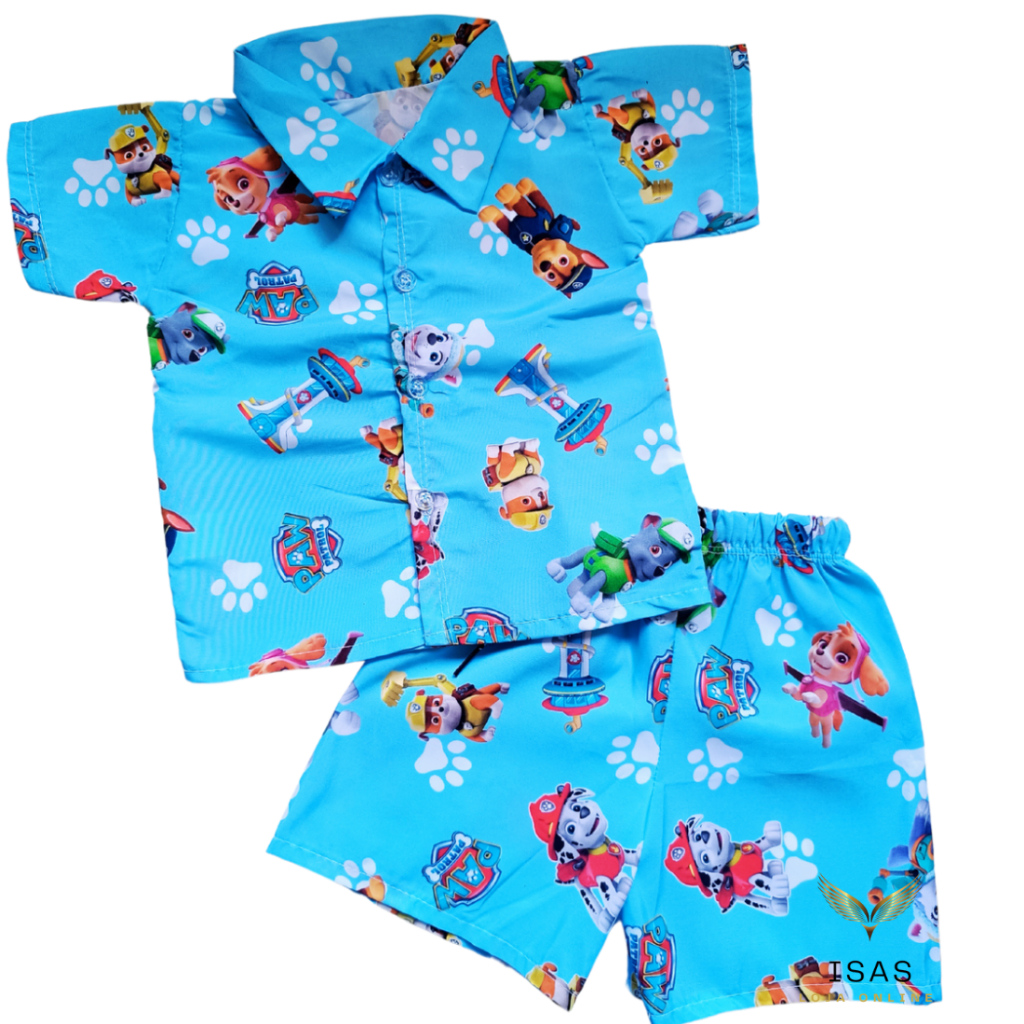 Mauricinho Patrulha Canina Conjunto menino camisa e short Roupa infantil bebê azul