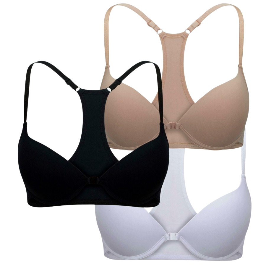Kit Sutiã Com Bojo Nadador Fecho Frontal Dia Dia Sutiã Conforto