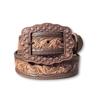 Cinto Feminino Country Liso De Couro Legítimo Com Fivela Boiadeira em Oferta na Shopee