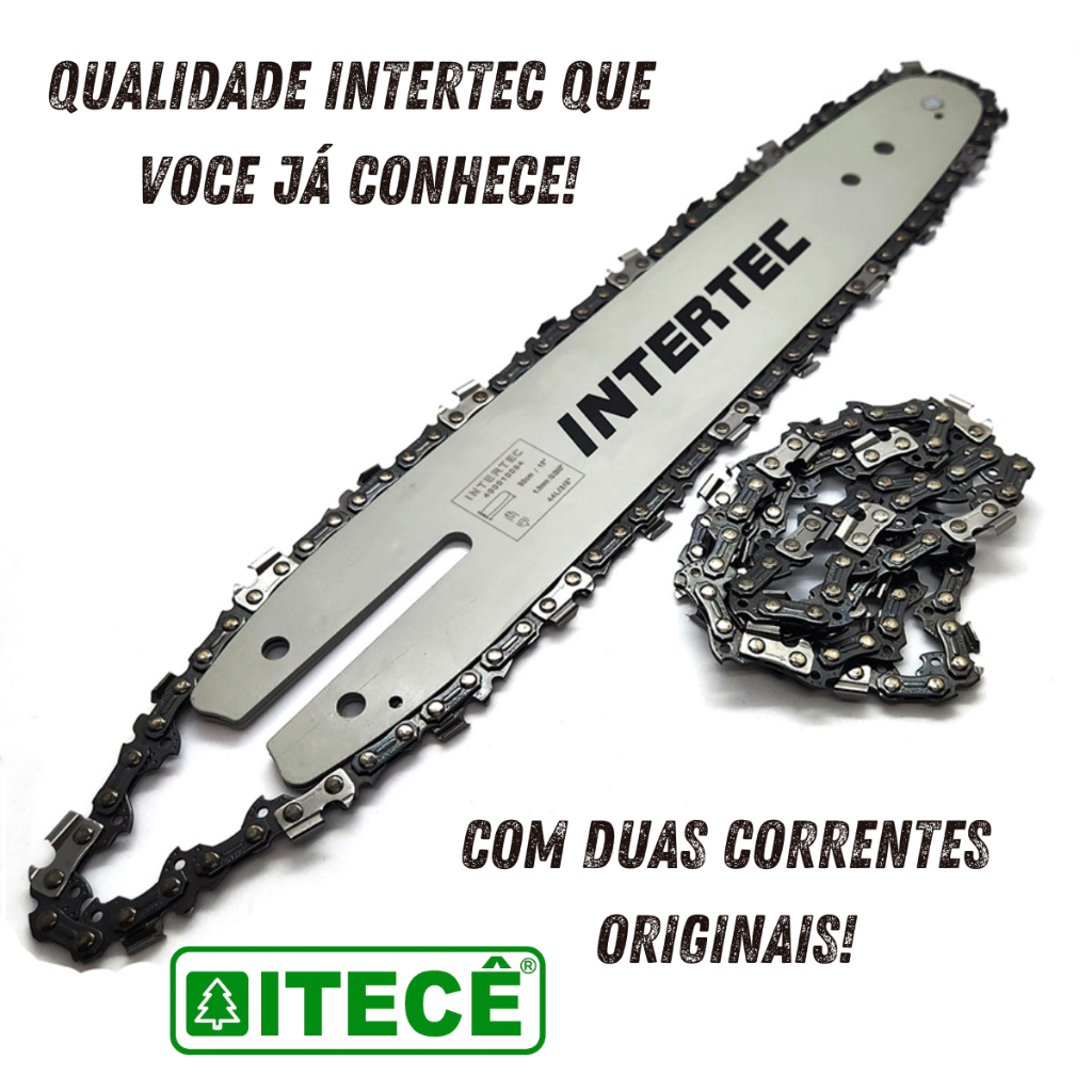 Kit Sabre Saibro + 2 Corrente 22 Dentes Motosserra MS170 MS180 Compatível Sthil 12 polegadas