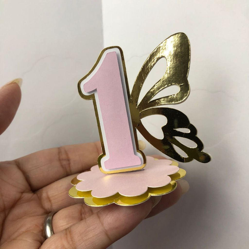 Kit de apliques | numero 1 borboleta | com base