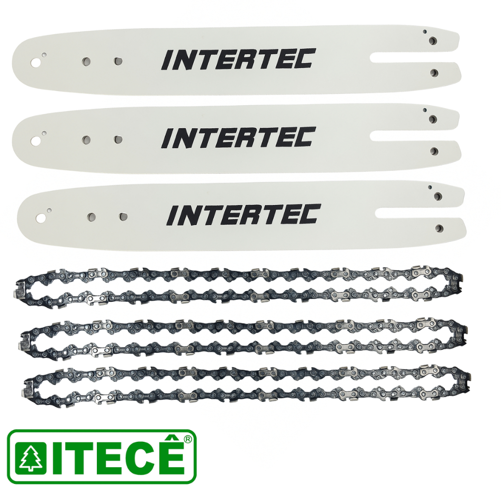 Kit 3 Sabre Saibro Barra Facão Espada 3 Correntes Para Motosserras Stihl Ms 162 170 210 180 193T