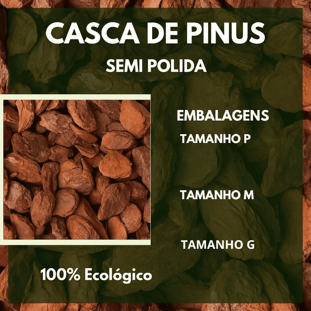Casca de Pinus para Plantas Polida Natural Paisagismo e Decoração P M G 1 2 5 Litros