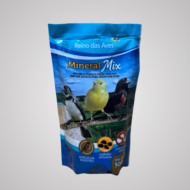 Mineral Gold Mix Para Passaros de Pequeno e Grande Porte Reino das Aves  com Carvão Ativado 500g