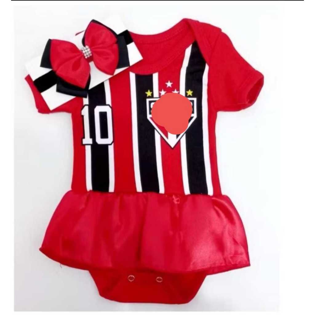 Body Bebê time paulista TRICOLOR  VERMELHO E BRANCO  Body + Laço temático mesversario fantasia MENINA em Oferta na Shopee