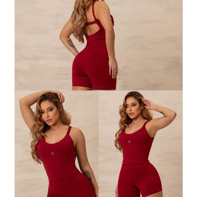 Kit 2 Macaquinho Fitness Curto Com BUSTO DUPLO TECIDO Feminino Academia Corrida em Oferta na Shopee