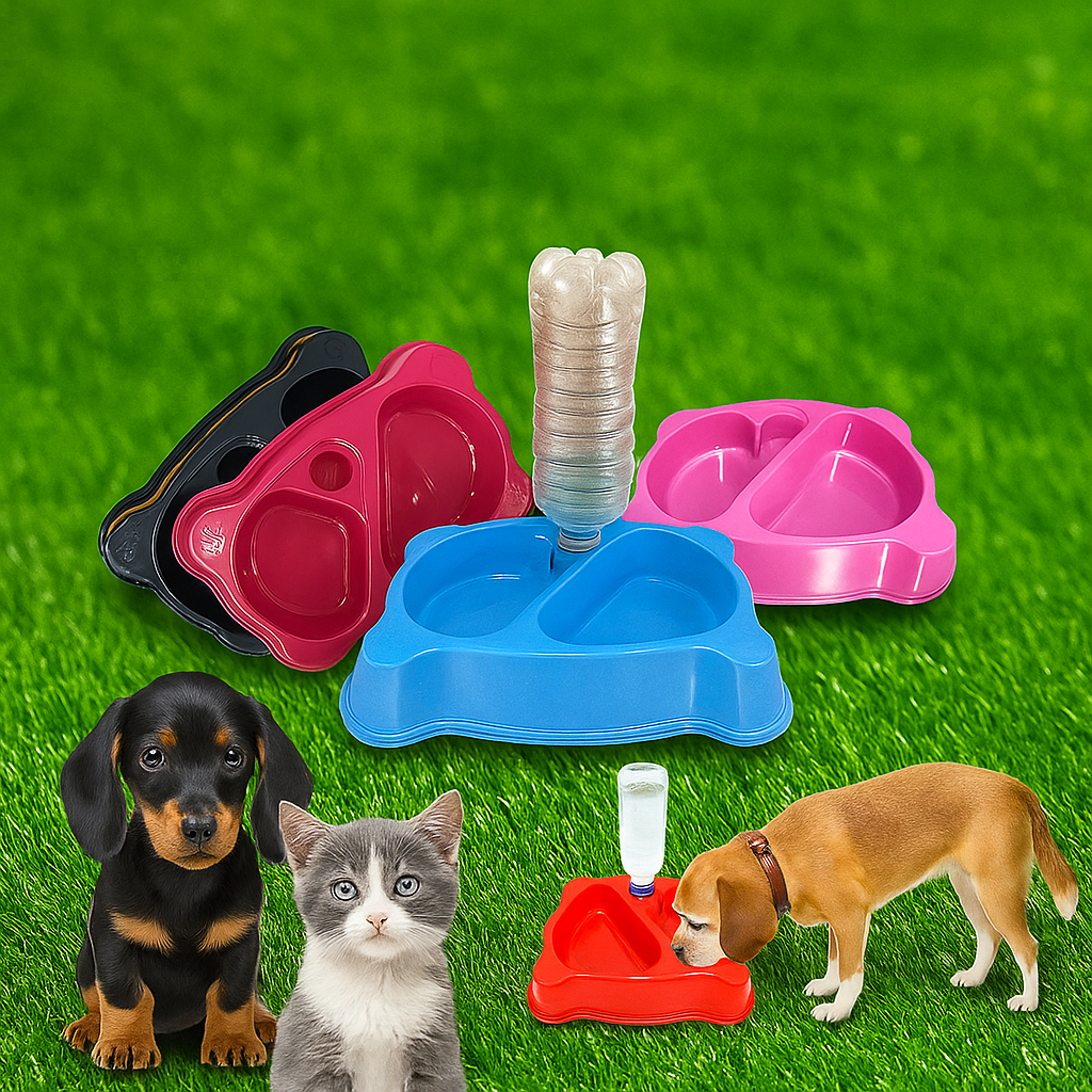 Comedouro Bebedouro Cachorro Gato Duplo Automático Suporte Garrafa Pet 2 em 1.Filhotes e Adultos porte pequenos.