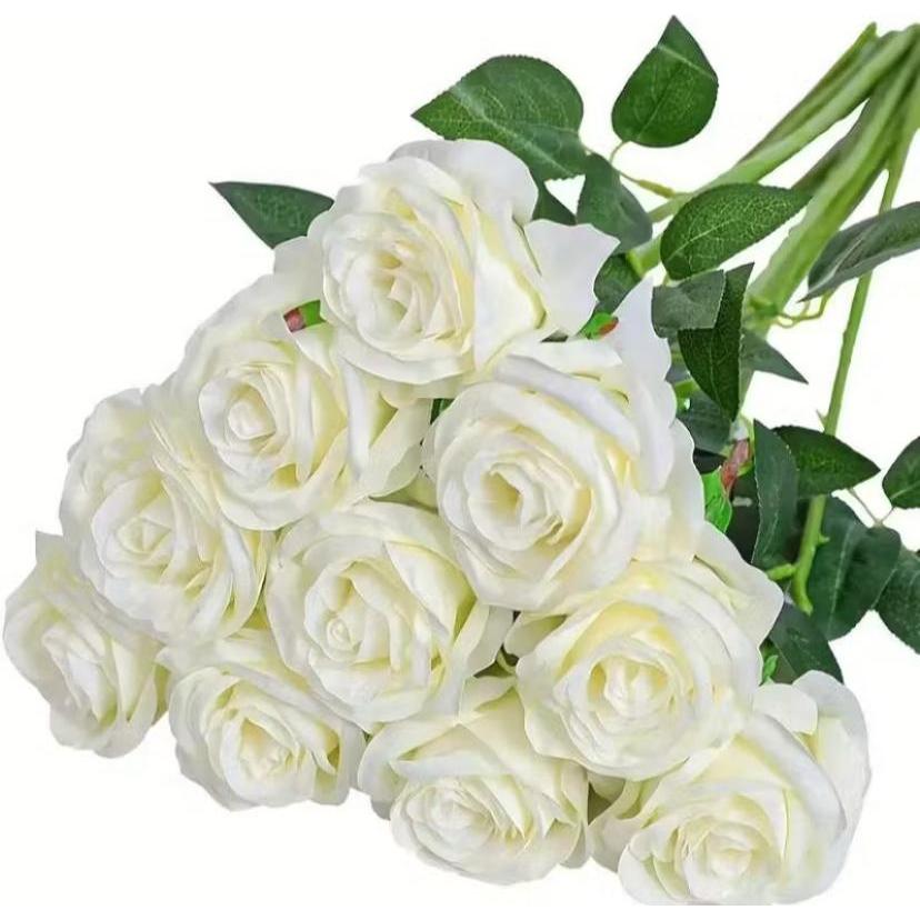 15 Rosas Artificial Branca Aveludada Individual Decoração Arranjo Flor em Oferta na Shopee